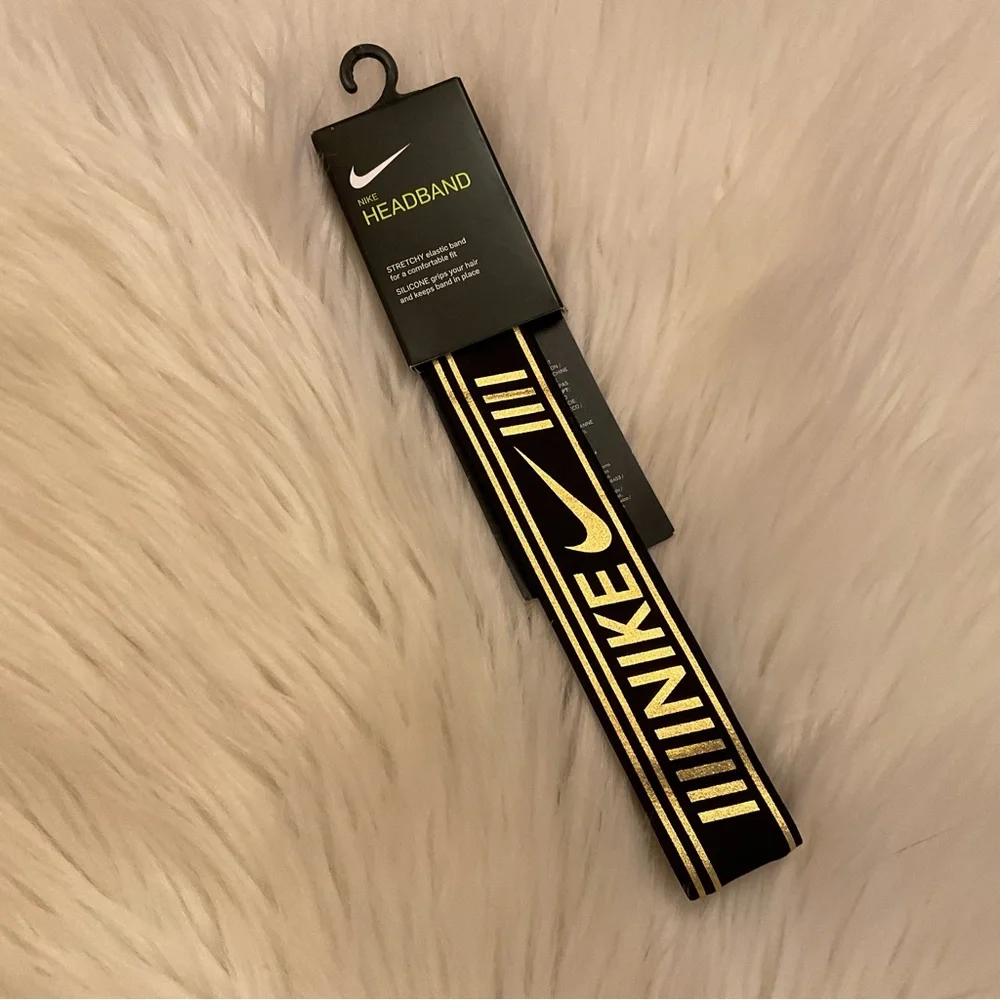 Nike Headband - NWT - Black & Gold - Picture 2 of 6